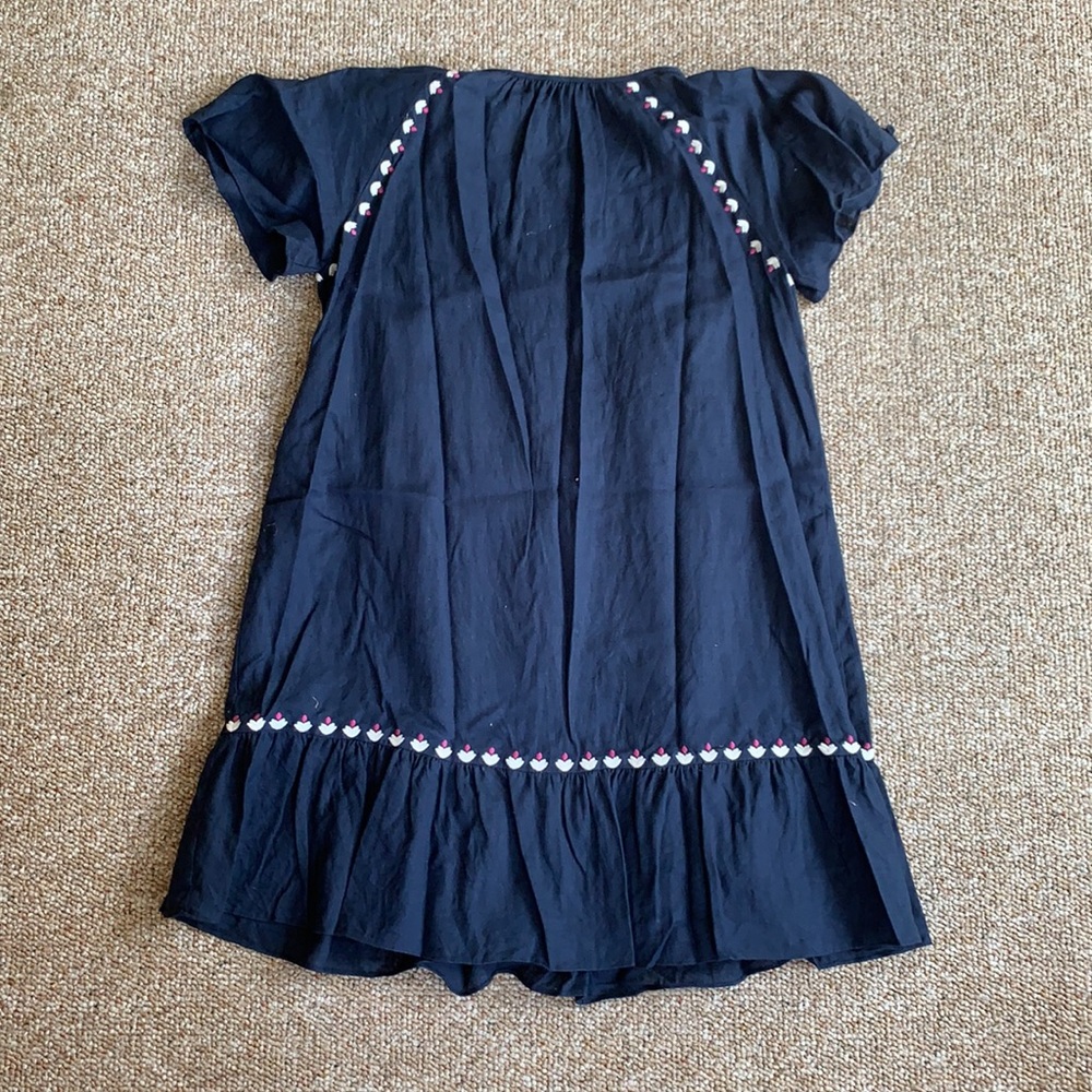 Madewell Embroidered Linen Blend Raglan Ruffle Mini Dress - Picture 3 of 3